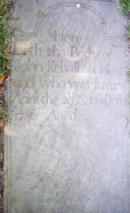 Gravestone of John Kelsall at Audley