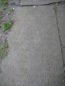 Gravestone of Richard Kelsall at Audley